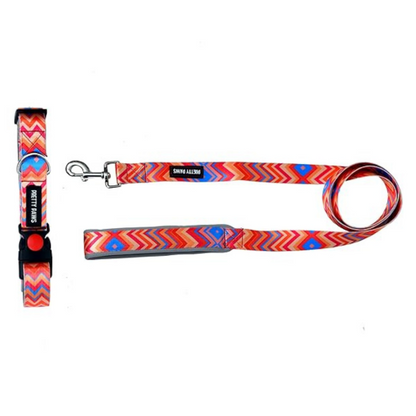 Printed Red Collar & Leash Set for Dogs