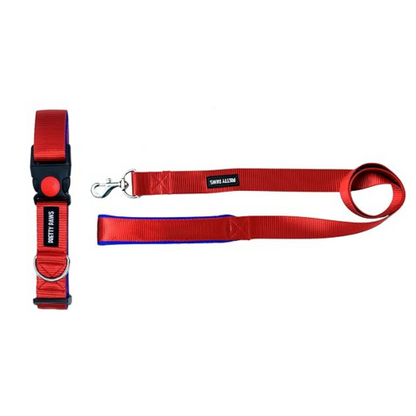 Printed Red Collar & Leash Set for Dogs