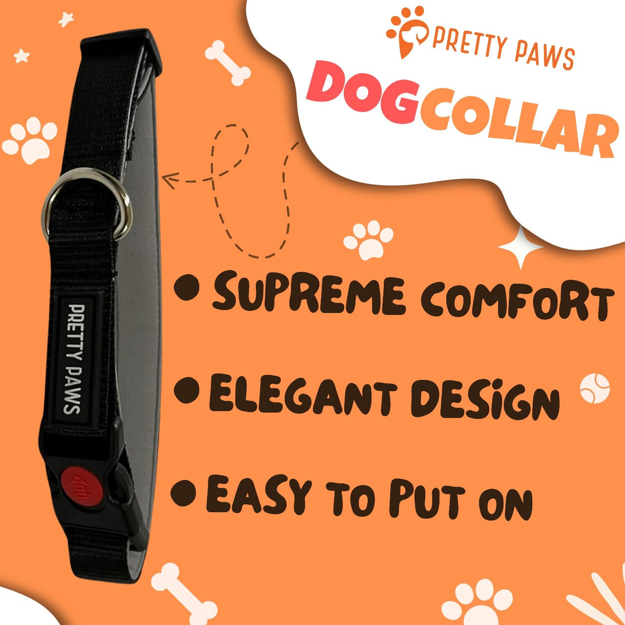 Solid Black Collar & Leash Set for Dogs