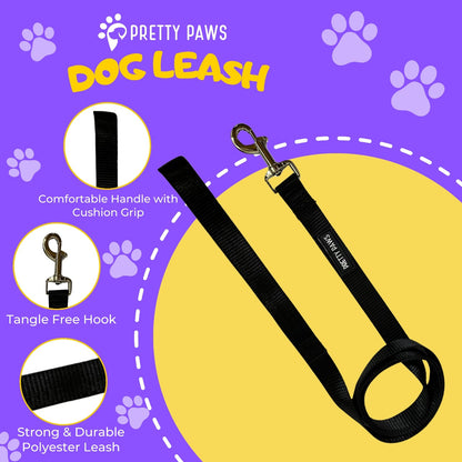 Solid Black Collar & Leash Set for Dogs