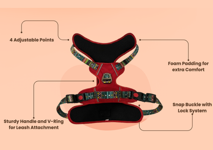 Red Printed Full Body Dog Harness