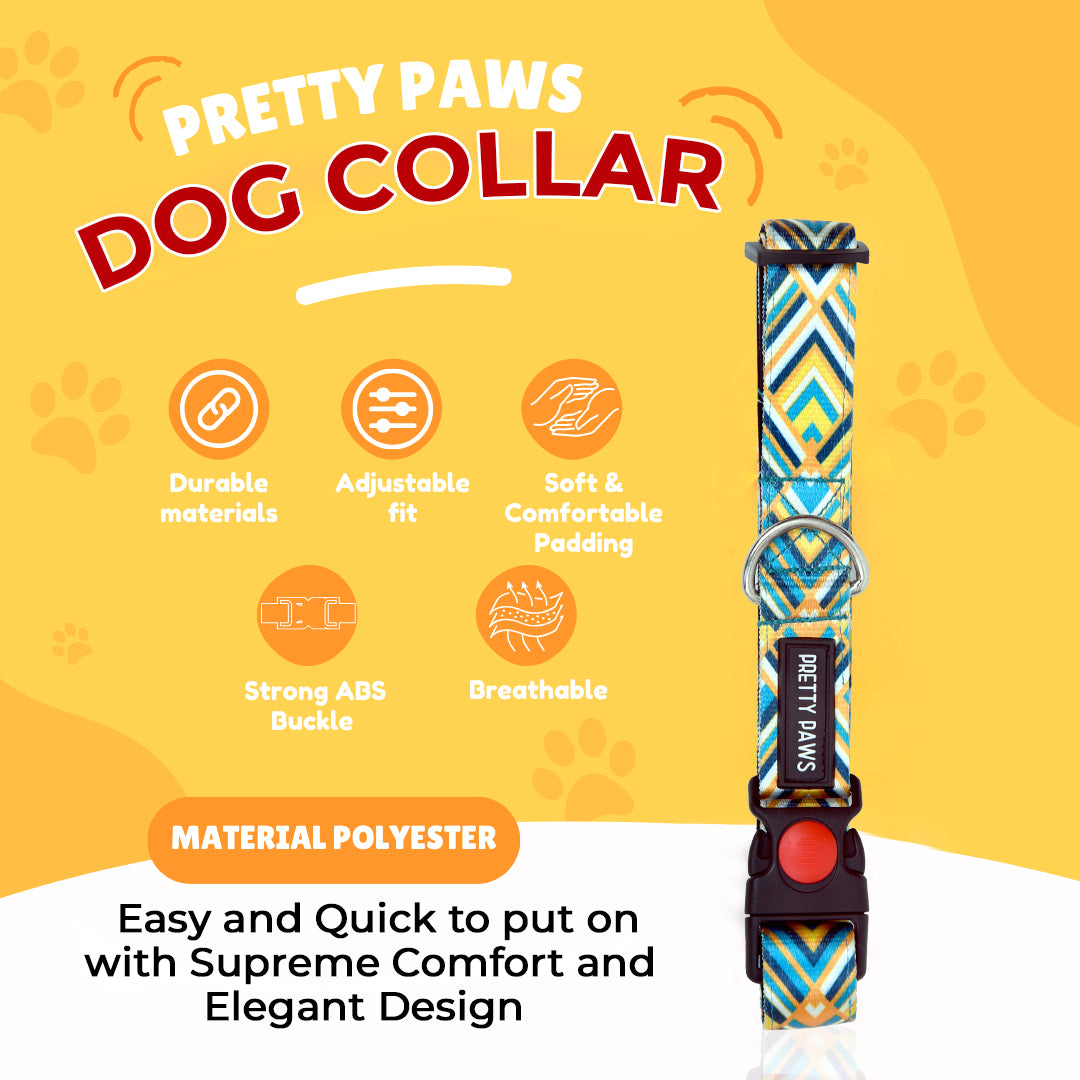 Printed Yellow Collar & Leash set for Dogs