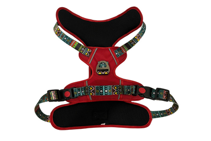 Red Printed Full Body Dog Harness & Leash Set